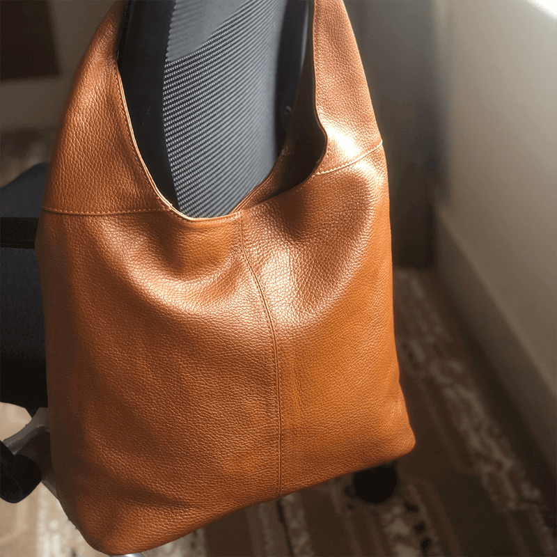 Tan leather shoulder bag soft 