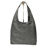 Grey leather shoulder bag soft 