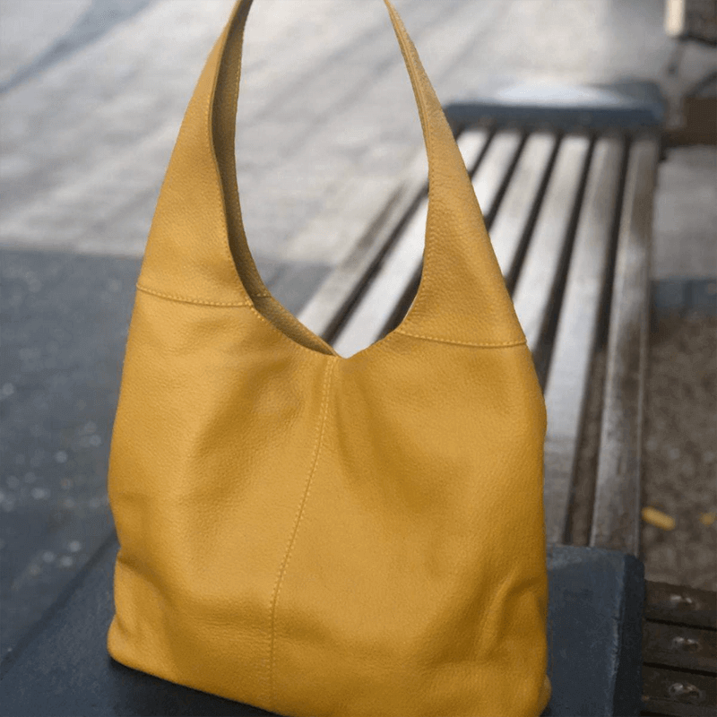Mustard leather shoulder bag soft 