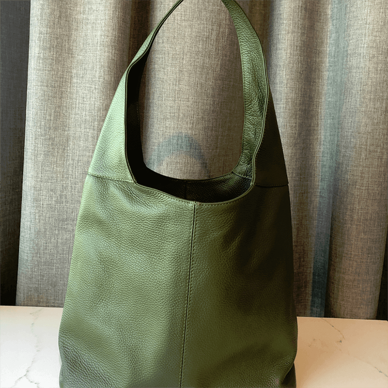 Green leather 2025 shoulder bag