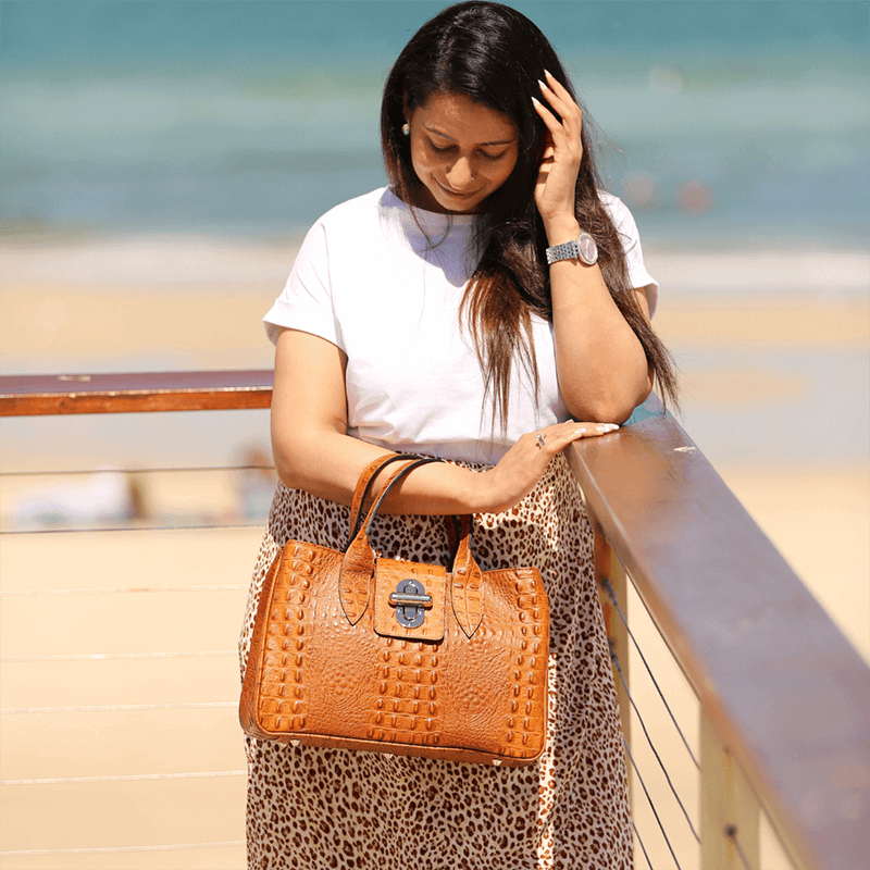 Tan handbags sales