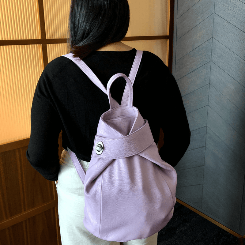 Lilac leather backpack soft