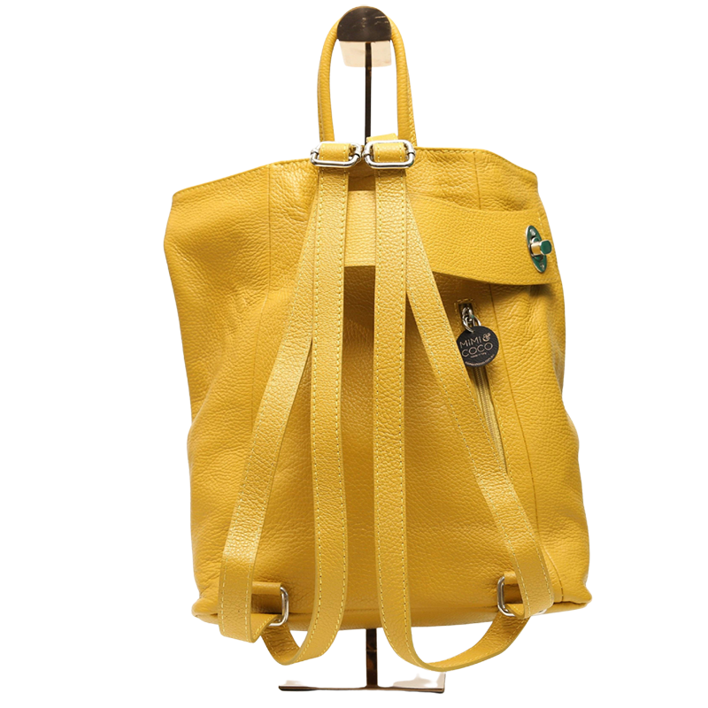 Mustard Leather Backpack back view
