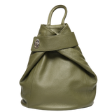 Olive Green Leather Backpack Womens
