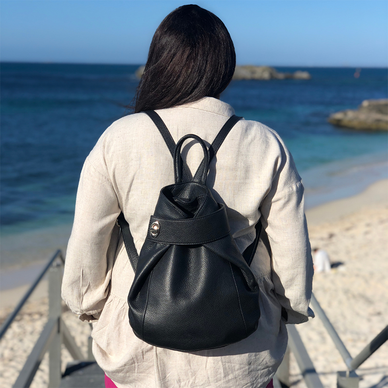 black leather backpack womens australia Womens Leather Backpack | Pebbled Leather Backpack