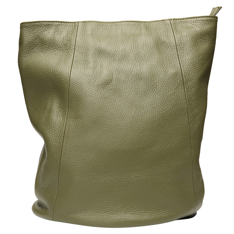 Olive Green Pebbled Leather Backpack 