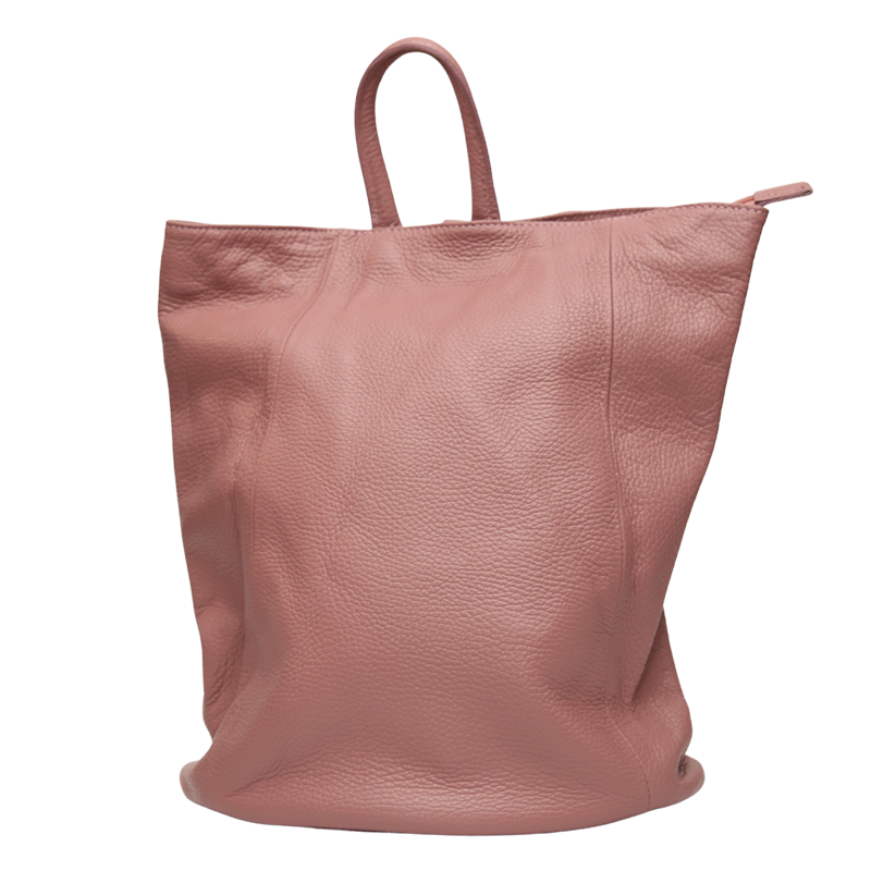 Pink pebbled leather backpack 