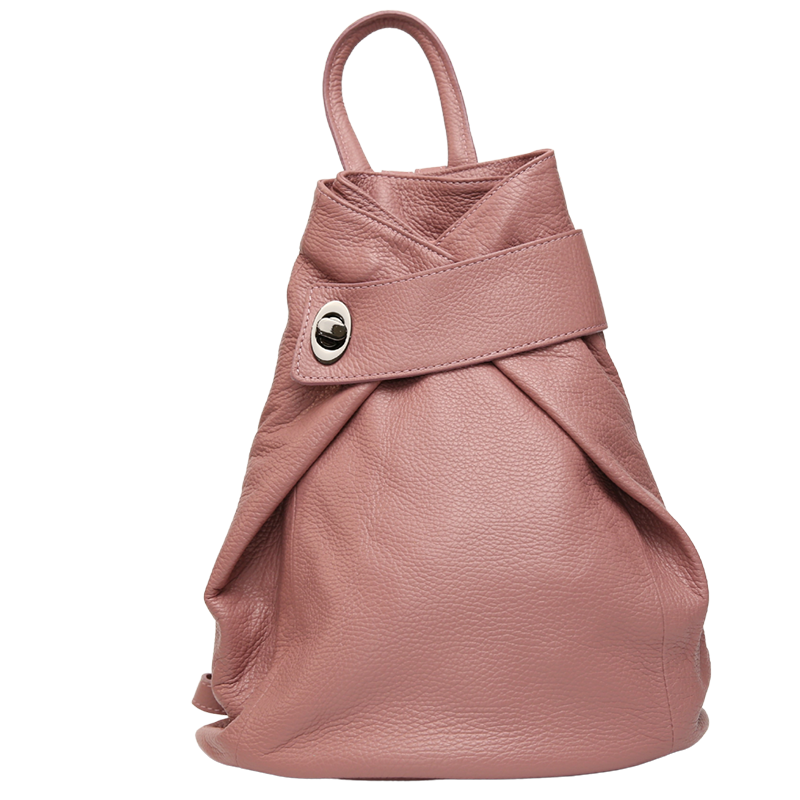 Pink top leather backpack