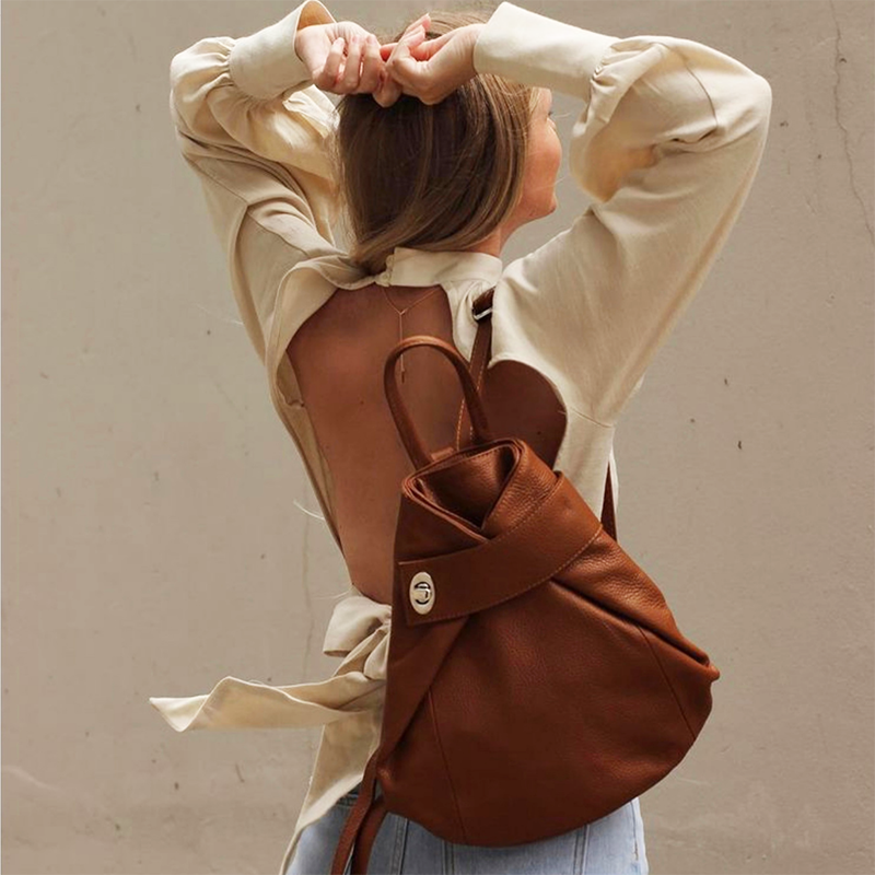 Tan leather 2025 mini backpack