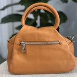 tan leather crossbody bag backside